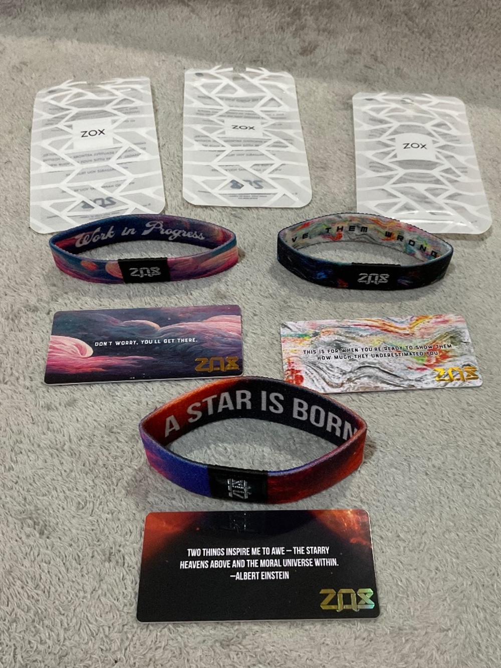 3x ZOX Wristbands New Work In Progress Star Is Born Prove Them Wrong